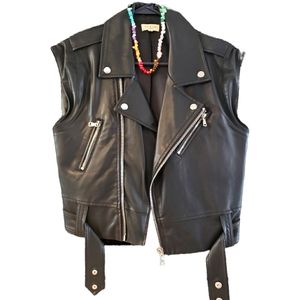 Tea & Cup Faux Leather Vest